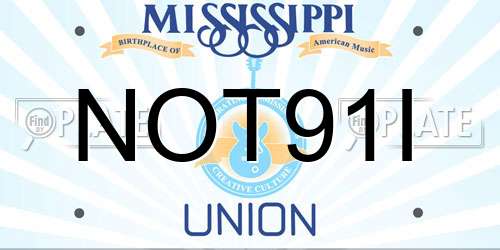 NOT91I Mississippi License Plate