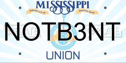 NOTB3NT Mississippi License Plate