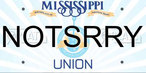 NOTSRRY Mississippi License Plate