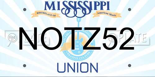 NOTZ52 Mississippi License Plate