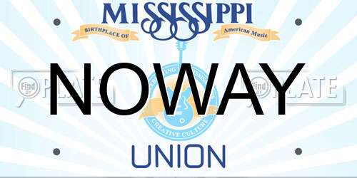NOWAY Mississippi License Plate