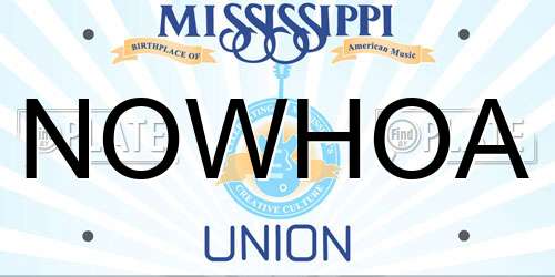 NOWHOA Mississippi License Plate