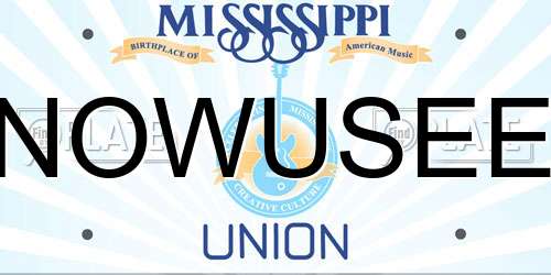 NOWUSEE Mississippi License Plate