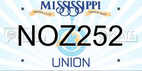 NOZ252 Mississippi License Plate