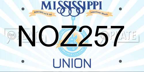 NOZ257 Mississippi License Plate