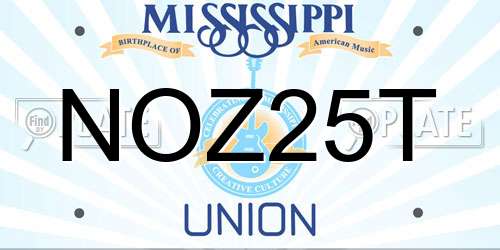 NOZ25T Mississippi License Plate
