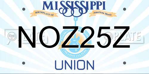 NOZ25Z Mississippi License Plate