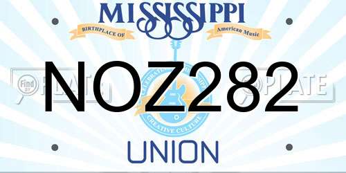 NOZ282 Mississippi License Plate