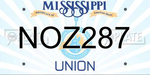 NOZ287 Mississippi License Plate