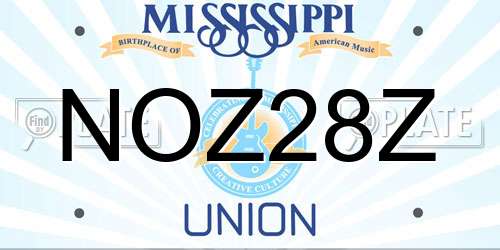 NOZ28Z Mississippi License Plate
