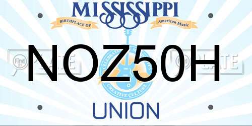 NOZ50H Mississippi License Plate