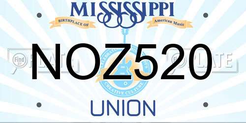 NOZ520 Mississippi License Plate