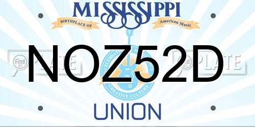 NOZ52D Mississippi License Plate