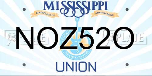 NOZ52O Mississippi License Plate
