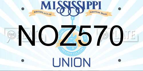 NOZ570 Mississippi License Plate