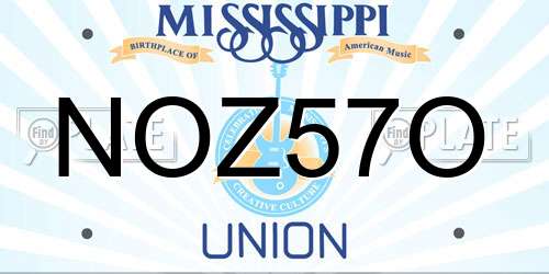 NOZ57O Mississippi License Plate