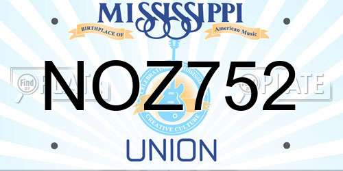 NOZ752 Mississippi License Plate