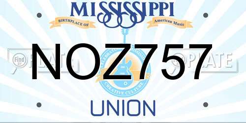 NOZ757 Mississippi License Plate