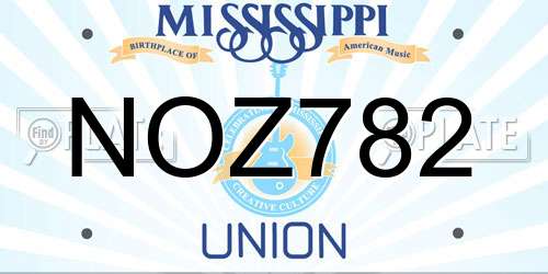 NOZ782 Mississippi License Plate