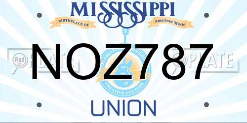 NOZ787 Mississippi License Plate