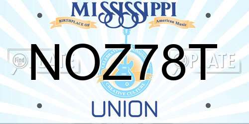 NOZ78T Mississippi License Plate