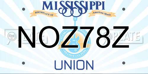 NOZ78Z Mississippi License Plate