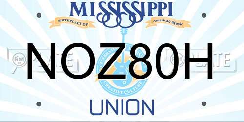NOZ80H Mississippi License Plate