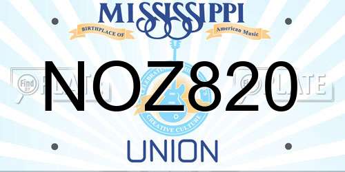 NOZ820 Mississippi License Plate