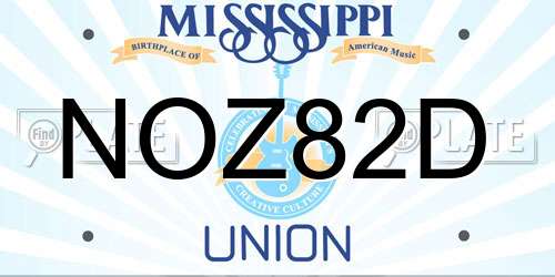 NOZ82D Mississippi License Plate