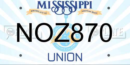 NOZ870 Mississippi License Plate