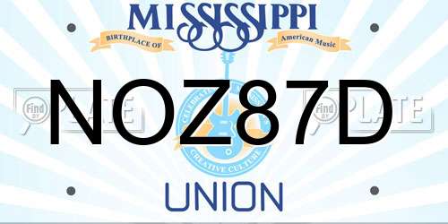 NOZ87D Mississippi License Plate