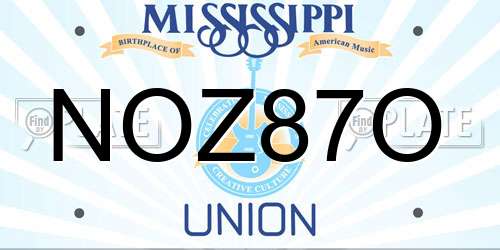 NOZ87O Mississippi License Plate