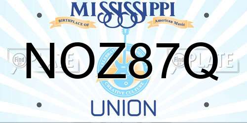 NOZ87Q Mississippi License Plate