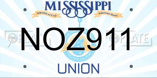 NOZ911 Mississippi License Plate