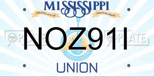 NOZ91I Mississippi License Plate