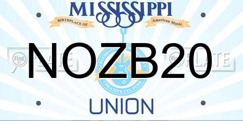 NOZB20 Mississippi License Plate