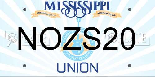 NOZS20 Mississippi License Plate