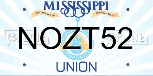 NOZT52 Mississippi License Plate