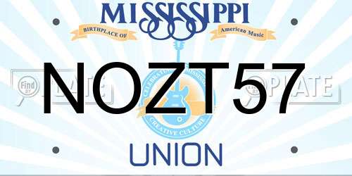 NOZT57 Mississippi License Plate