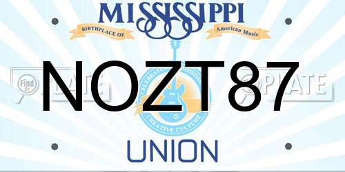 NOZT87 Mississippi License Plate