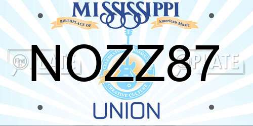 NOZZ87 Mississippi License Plate