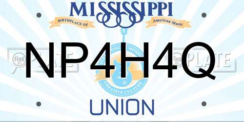 NP4H4Q Mississippi License Plate