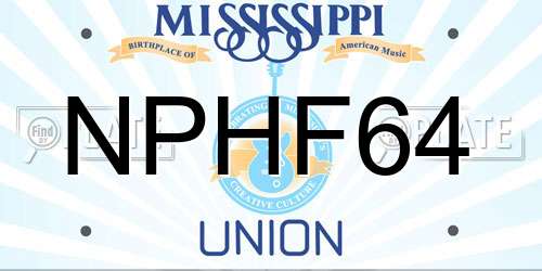 NPHF64 Mississippi License Plate