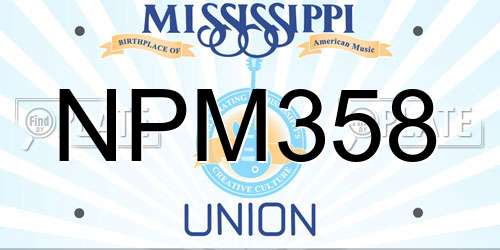 NPM358 Mississippi License Plate