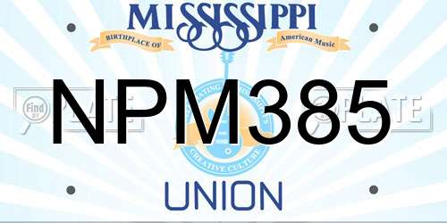 NPM385 Mississippi License Plate