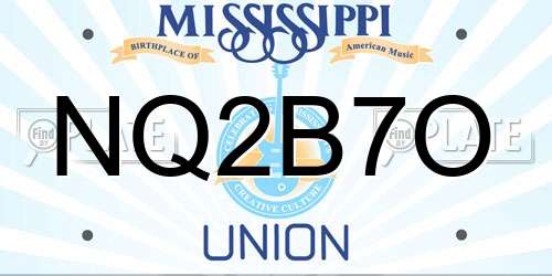NQ2B7O Mississippi License Plate