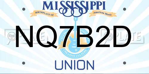 NQ7B2D Mississippi License Plate