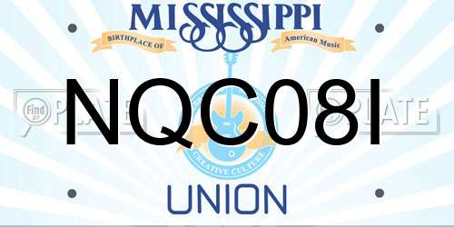 NQC08I Mississippi License Plate