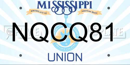 NQCQ81 Mississippi License Plate