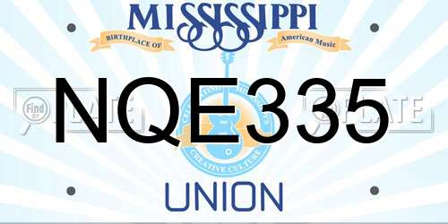 NQE335 Mississippi License Plate